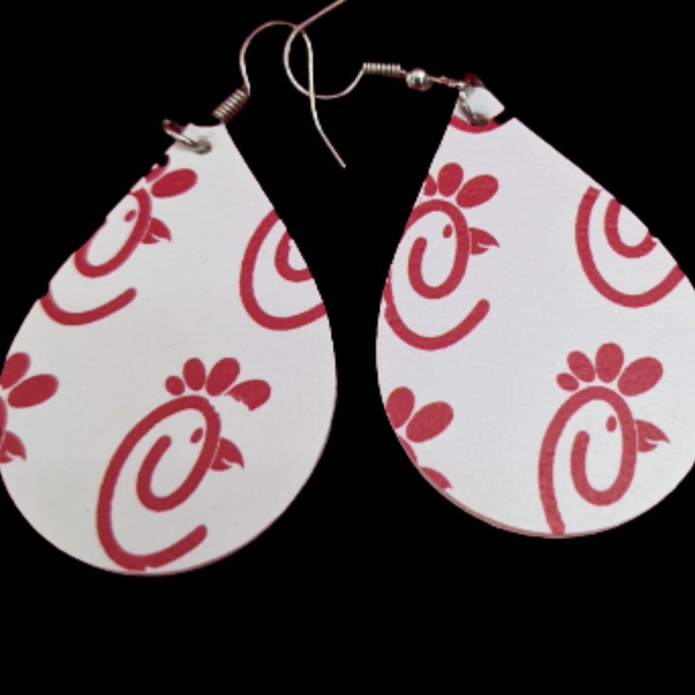 Chick-fil-A faux leather earrings